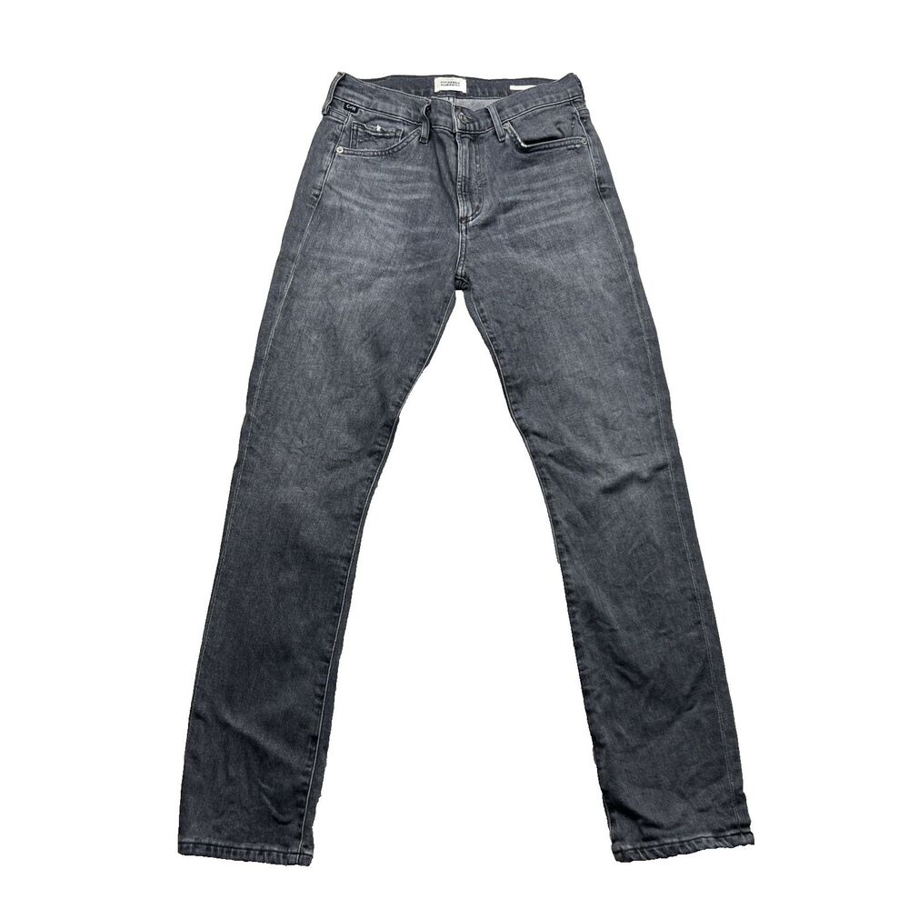 Citizens Of Humanity Skyla Gray Mid Rise Cigarette Jeans 26 Stretch Cotton Blend